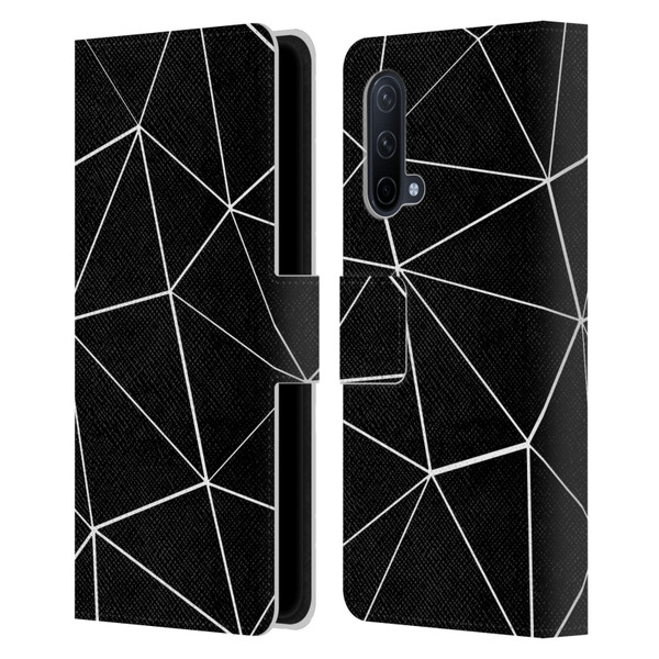 PLdesign Geometric Patterns Black Triangles White Lines Leather Book Wallet Case Cover For OnePlus Nord CE 5G