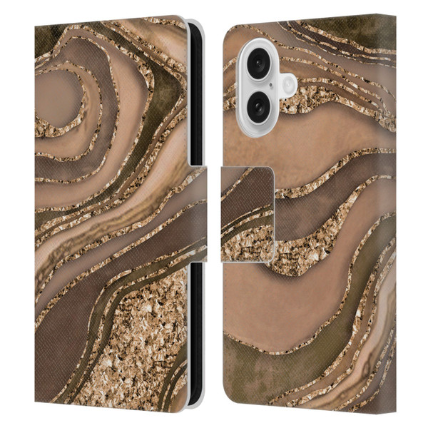 LebensArt Glamour Patterns Crystal Marble Amber Leather Book Wallet Case Cover For Apple iPhone 16