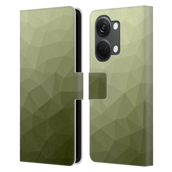 PLdesign Geometric Patterns Army Green Gradient Mesh Leather Book Wallet Case Cover For OnePlus Nord 3 5G