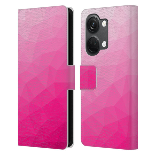 PLdesign Geometric Patterns Hot Pink Gradient Mesh Leather Book Wallet Case Cover For OnePlus Nord 3 5G