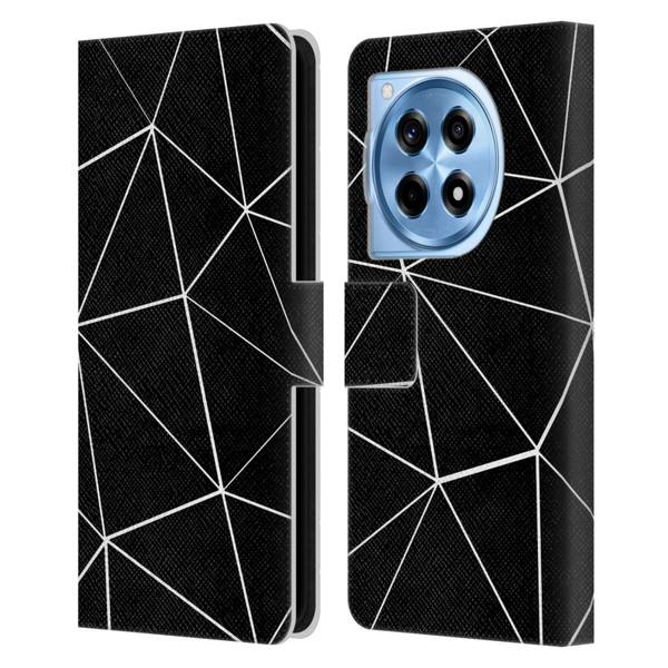 PLdesign Geometric Patterns Black Triangles White Lines Leather Book Wallet Case Cover For OnePlus 12R
