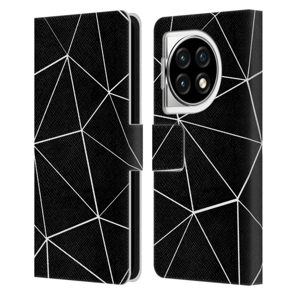 PLdesign Geometric Patterns Black Triangles White Lines Leather Book Wallet Case Cover For OPPO OnePlus Ace 3 5G