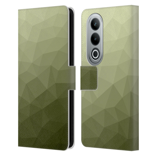 PLdesign Geometric Patterns Army Green Gradient Mesh Leather Book Wallet Case Cover For OPPO OnePlus Ace 3V 5G