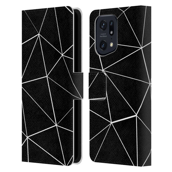 PLdesign Geometric Patterns Black Triangles White Lines Leather Book Wallet Case Cover For OPPO Find X5 Pro