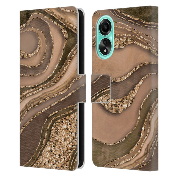 LebensArt Glamour Patterns Crystal Marble Amber Leather Book Wallet Case Cover For OPPO A78 4G