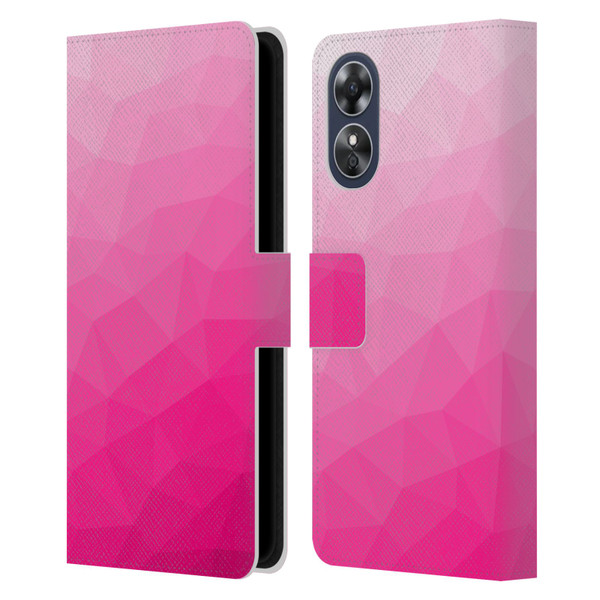 PLdesign Geometric Patterns Hot Pink Gradient Mesh Leather Book Wallet Case Cover For OPPO A17