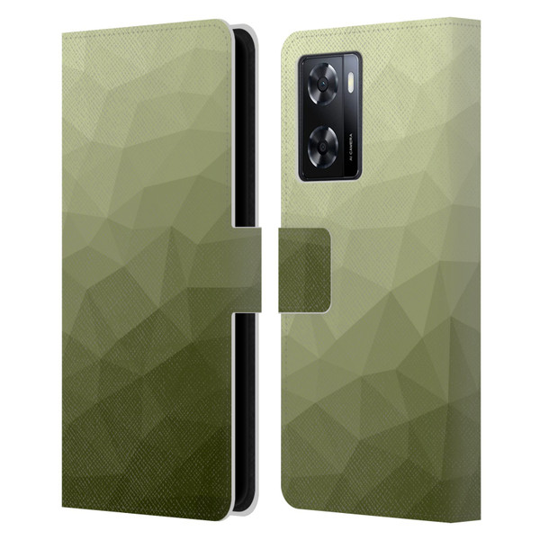 PLdesign Geometric Patterns Army Green Gradient Mesh Leather Book Wallet Case Cover For OPPO A57s