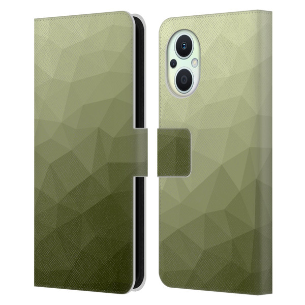 PLdesign Geometric Patterns Army Green Gradient Mesh Leather Book Wallet Case Cover For OPPO Reno8 Lite