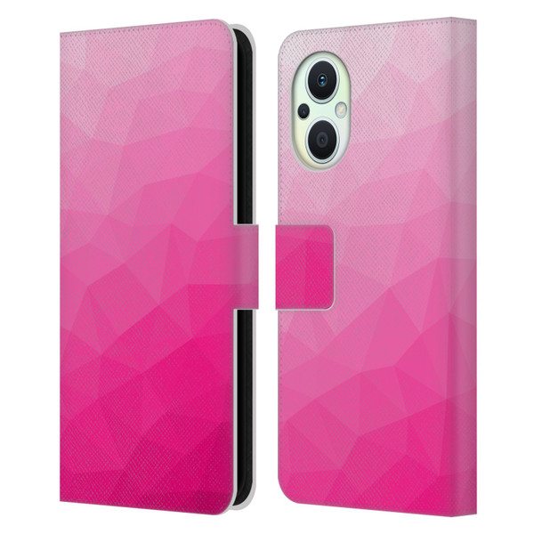 PLdesign Geometric Patterns Hot Pink Gradient Mesh Leather Book Wallet Case Cover For OPPO Reno8 Lite