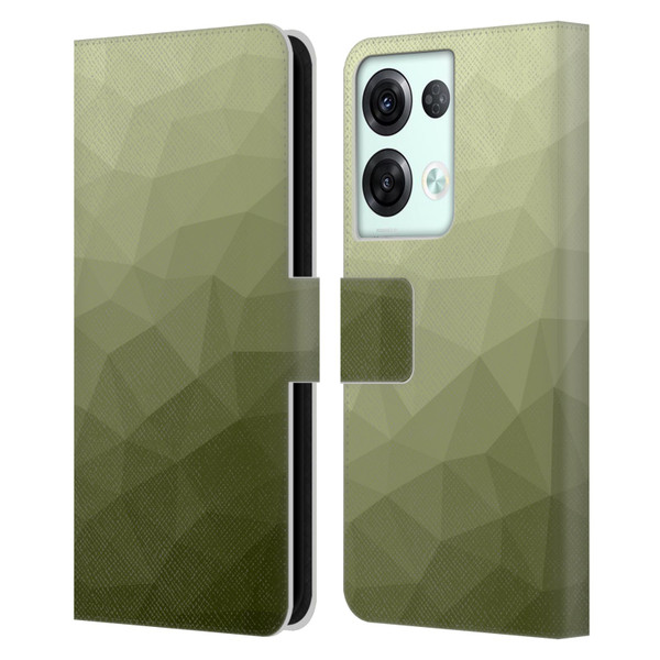 PLdesign Geometric Patterns Army Green Gradient Mesh Leather Book Wallet Case Cover For OPPO Reno8 Pro