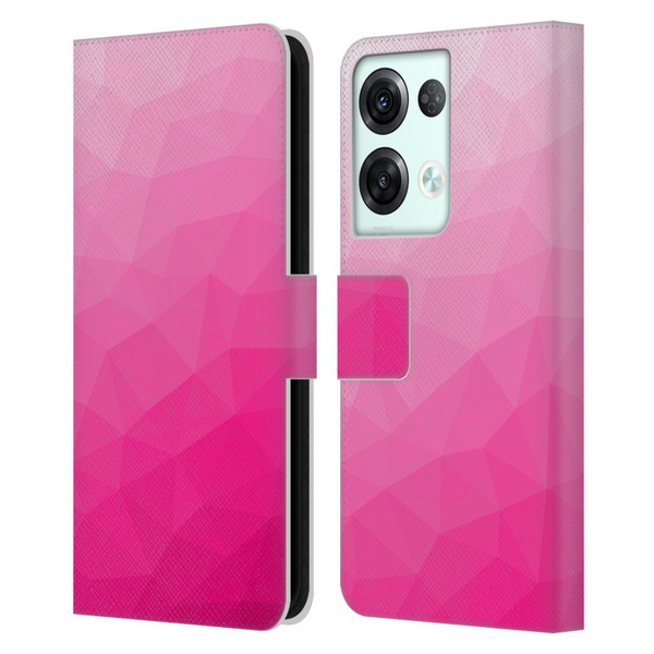 PLdesign Geometric Patterns Hot Pink Gradient Mesh Leather Book Wallet Case Cover For OPPO Reno8 Pro