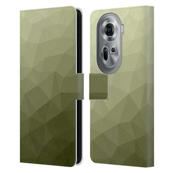 PLdesign Geometric Patterns Army Green Gradient Mesh Leather Book Wallet Case Cover For OPPO Reno11 Pro