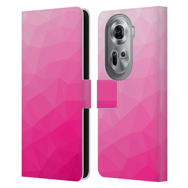 PLdesign Geometric Patterns Hot Pink Gradient Mesh Leather Book Wallet Case Cover For OPPO Reno11 Pro