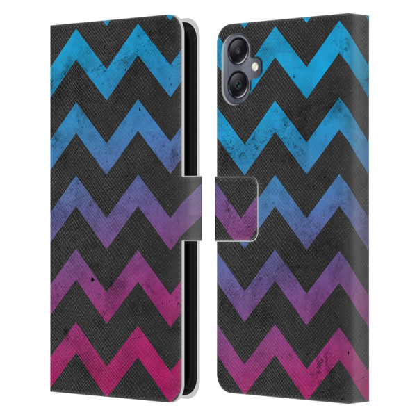 PLdesign Geometric Patterns Blue Pink Ombre Vintage Leather Book Wallet Case Cover For Samsung Galaxy A05