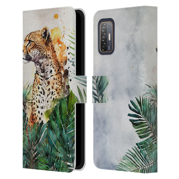 LebensArt Jungle Plants And Animals Cheetah Garden Leather Book Wallet Case Cover For HTC Desire 21 Pro 5G