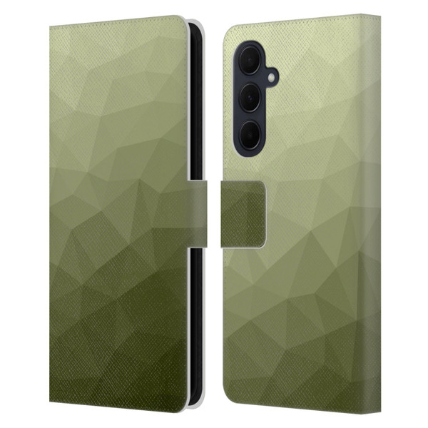 PLdesign Geometric Patterns Army Green Gradient Mesh Leather Book Wallet Case Cover For Samsung Galaxy A35 5G