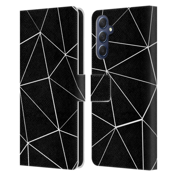 PLdesign Geometric Patterns Black Triangles White Lines Leather Book Wallet Case Cover For Samsung Galaxy M54 5G