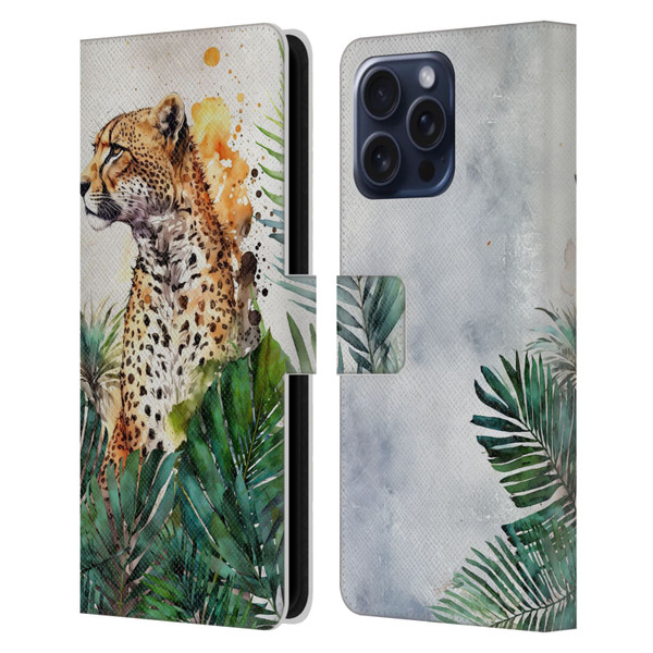 LebensArt Jungle Plants And Animals Cheetah Garden Leather Book Wallet Case Cover For Apple iPhone 16 Pro Max