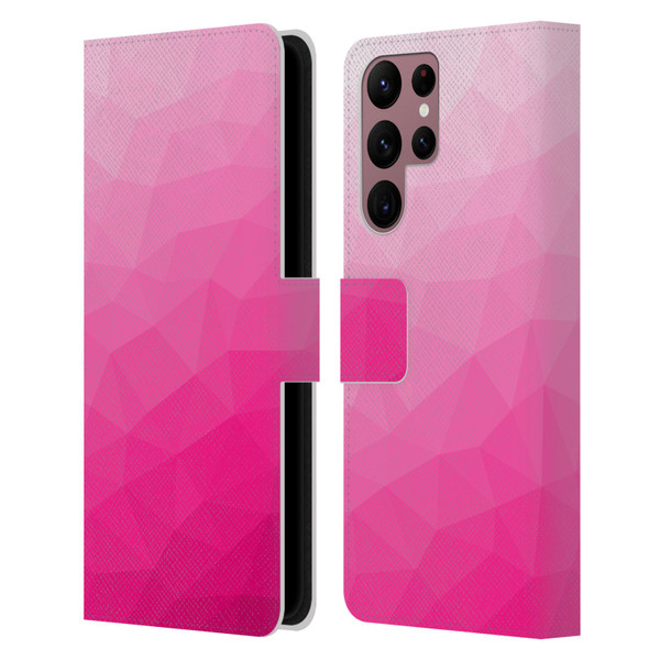 PLdesign Geometric Patterns Hot Pink Gradient Mesh Leather Book Wallet Case Cover For Samsung Galaxy S22 Ultra 5G