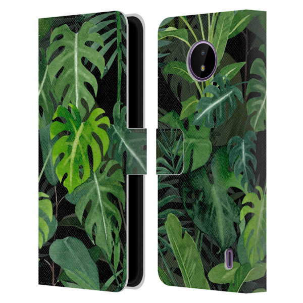 LebensArt Jungle Plants And Animals Monstera Leather Book Wallet Case Cover For Nokia C10 / C20