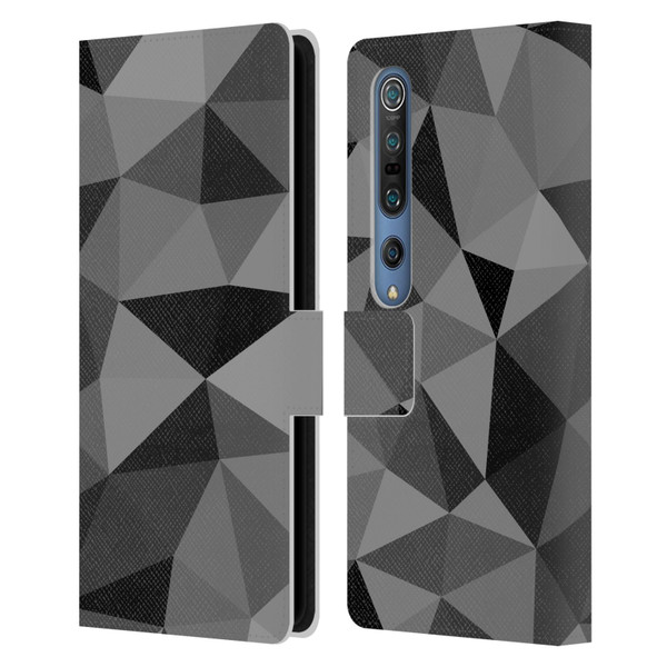 PLdesign Geometric Patterns Dark Gray Mesh Leather Book Wallet Case Cover For Xiaomi Mi 10 5G / Mi 10 Pro 5G
