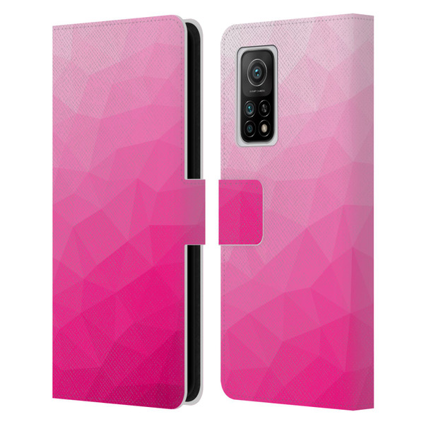 PLdesign Geometric Patterns Hot Pink Gradient Mesh Leather Book Wallet Case Cover For Xiaomi Mi 10T 5G