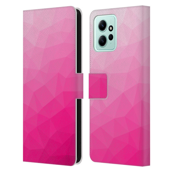 PLdesign Geometric Patterns Hot Pink Gradient Mesh Leather Book Wallet Case Cover For Xiaomi Redmi 12