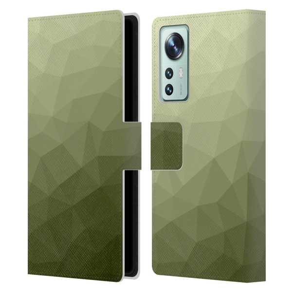 PLdesign Geometric Patterns Army Green Gradient Mesh Leather Book Wallet Case Cover For Xiaomi 12
