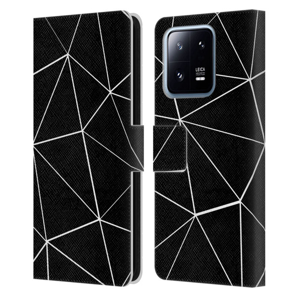 PLdesign Geometric Patterns Black Triangles White Lines Leather Book Wallet Case Cover For Xiaomi 13 Pro 5G