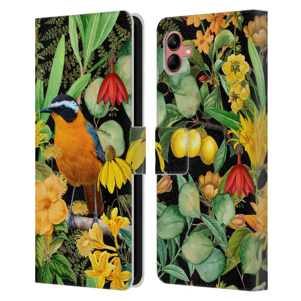 LebensArt Jungle Plants And Animals Orange Bird Elements Leather Book Wallet Case Cover For Samsung Galaxy A04 (2022)