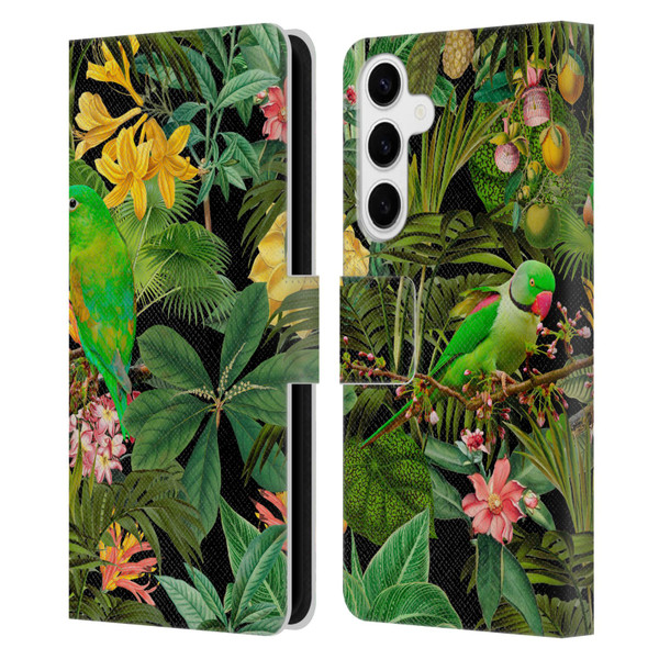 LebensArt Jungle Plants And Animals Parakeets Leather Book Wallet Case Cover For Samsung Galaxy S24+ 5G
