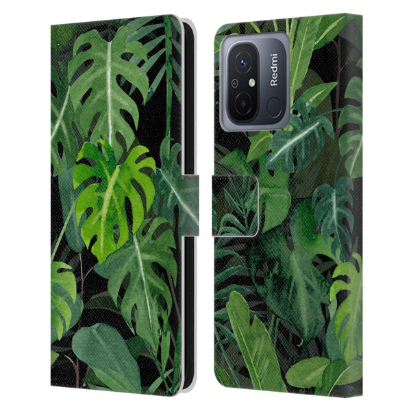 LebensArt Jungle Plants And Animals Monstera Leather Book Wallet Case Cover For Xiaomi Redmi 12C
