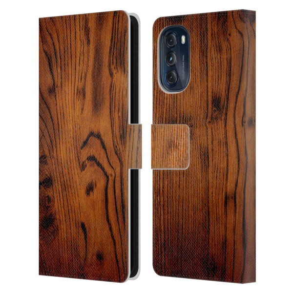 PLdesign Wood Prints Rustic Vintage Brown Burnt Leather Book Wallet Case Cover For Motorola Moto G (2022)