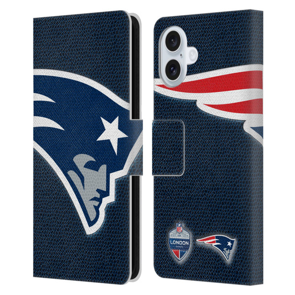 NFL 2024 International Games London Patriots Leather Book Wallet Case Cover For Apple iPhone 16 Plus