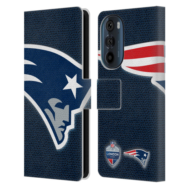 NFL 2024 International Games London Patriots Leather Book Wallet Case Cover For Motorola Edge 30
