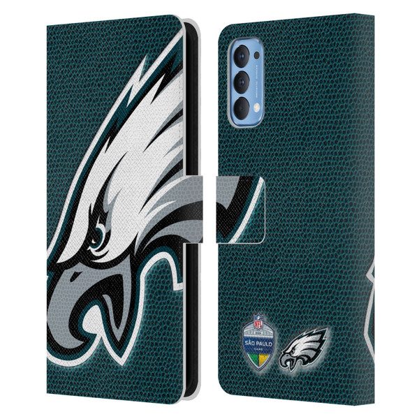 NFL 2024 International Games São Paulo Eagles Leather Book Wallet Case Cover For OPPO Reno 4 5G