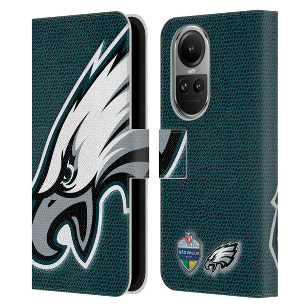 NFL 2024 International Games São Paulo Eagles Leather Book Wallet Case Cover For OPPO Reno10 5G / Reno10 Pro 5G