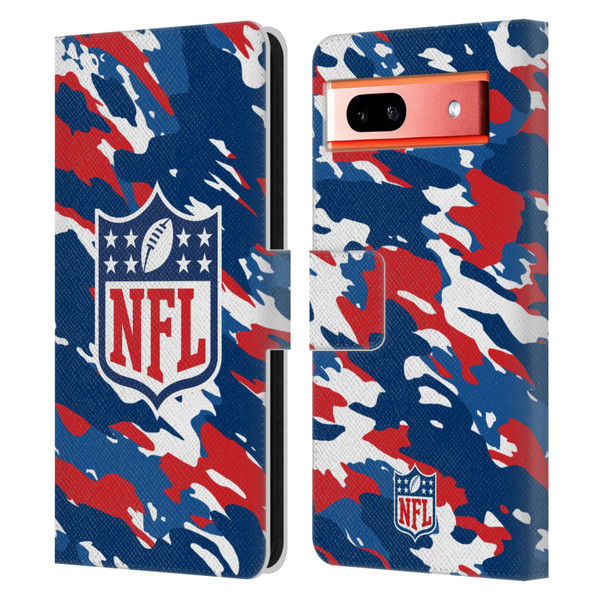 NFL Shield Camouflage Leather Book Wallet Case Cover For Google Pixel 7a
