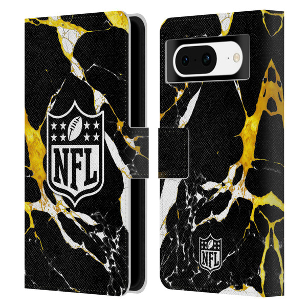 NFL Shield Marble Leather Book Wallet Case Cover For Google Pixel 8