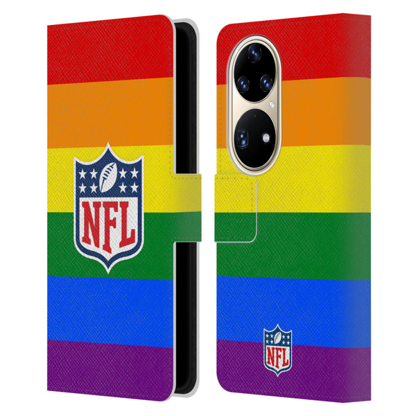 NFL Shield Pride Leather Book Wallet Case Cover For Huawei P50 Pro