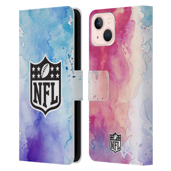 NFL Shield Watercolor Leather Book Wallet Case Cover For Apple iPhone 13