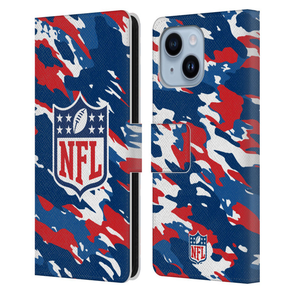 NFL Shield Camouflage Leather Book Wallet Case Cover For Apple iPhone 14 Plus
