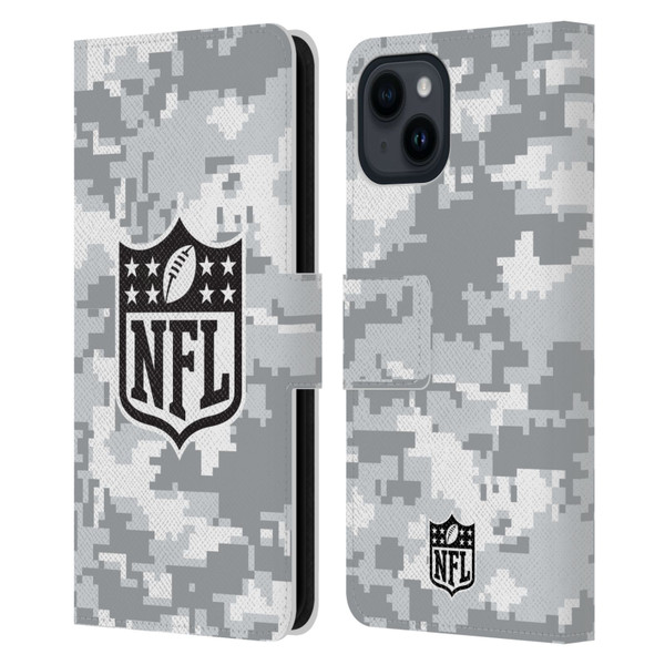 NFL Shield Digital Camouflage Leather Book Wallet Case Cover For Apple iPhone 15