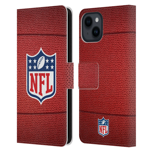 NFL Shield Football Leather Book Wallet Case Cover For Apple iPhone 15