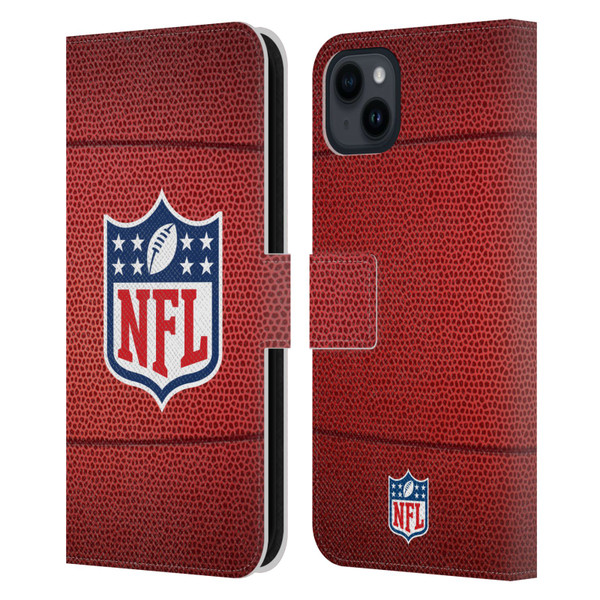 NFL Shield Football Leather Book Wallet Case Cover For Apple iPhone 15 Plus