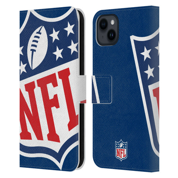 NFL Shield Oversized Leather Book Wallet Case Cover For Apple iPhone 15 Plus