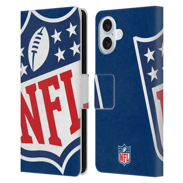 NFL Shield Oversized Leather Book Wallet Case Cover For Apple iPhone 16 Plus