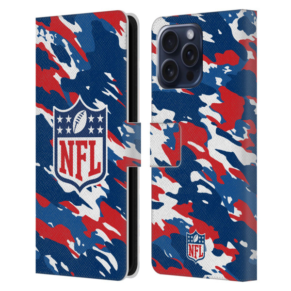 NFL Shield Camouflage Leather Book Wallet Case Cover For Apple iPhone 16 Pro Max