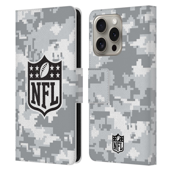 NFL Shield Digital Camouflage Leather Book Wallet Case Cover For Apple iPhone 16 Pro