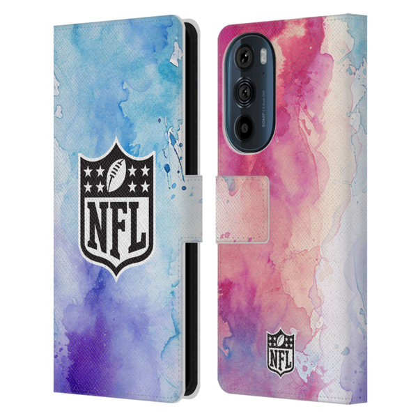 NFL Shield Watercolor Leather Book Wallet Case Cover For Motorola Edge 30